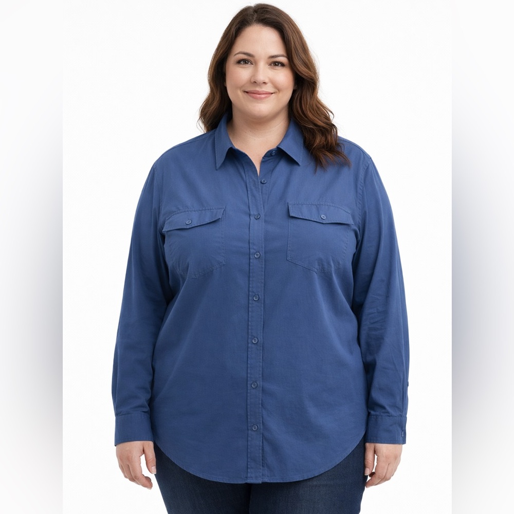 Eddie Bauer Departure 2.0 Blue Button Down Shirt XXL Classic Fit Women’s